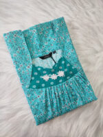 Traditional Cotton Nighty, 55 Inches Length - Blue - Image 3