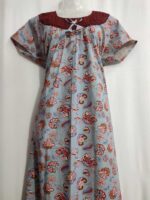 Traditional Cotton Nighty, 55 Inches Length, Round Neck with Hacoba Yoke - Image 4