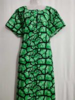 Front Open Cotton Nighty With Buttons, 57 Inches - Green - Image 5