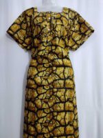 Front Open Cotton Nighty With Buttons, 57 Inches - Yellow - Image 3