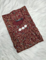 Ajrak Cotton Nighty with Pleats, 55 Inches Length - Image 3