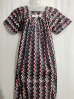 Traditional Cotton Nighty with Pleats, 55 Inches Length - Black and Peach - Image 3