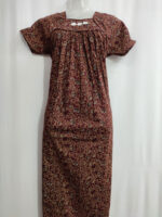 Ajrak Cotton Nighty with Pleats, 55 Inches Length - Image 4