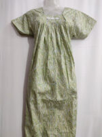 Traditional Cotton Nighty with Pleats, 55 Inches Length - Pista Green - Image 3