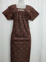 Traditional Ajrakh Nighty, 55 Inches Length - Maroon - Image 4