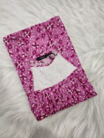 Traditional Cotton Nighty, Hacoba Yoke, 55 Inches Length - Rose - Image 3