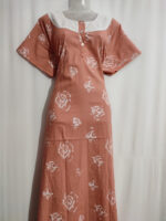 Churidar Model Cotton Nighty with Buttons, Hacoba Yoke,57 Inches Long - Light Peach - Image 3