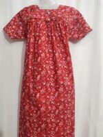 Traditional Cotton Nighty, 55 Inches Length - Red - Image 4