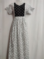 Comfortable Full Frock Cotton Nighty, 55 Inches - White + Black - Image 4