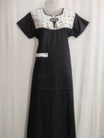 Churidar Model Cotton Nighty with Buttons, 55 Inches Long - Black - Image 4
