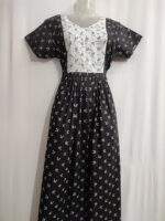 Comfortable Full Frock Cotton Nighty, 55 Inches - Black + White - Image 4