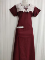 Churidar Model Cotton Nighty with Buttons, 55 Inches Long - Maroon - Image 4