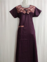 Churidar Model Cotton Nighty with Buttons, 55 Inches Long - Grape Vine - Image 4