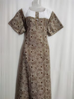 Churidar Model Cotton Nighty with Buttons, Hacoba Yoke, 57 Inches Long - Green - Image 4