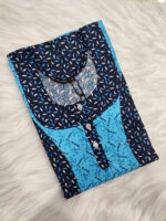 Churidar Model Cotton Nighty with Buttons, 55 Inches Long - Blue - Image 3