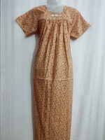Traditional Cotton Nighty, 55 Inches Length - Orange - Image 4