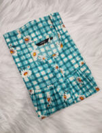 Front Open Cotton Nighty With Zip, 55 Inches - Green - Image 3