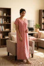 Traditional cotton nighty, 55 Inches Long - Pure Cambric Cotton - Image 2
