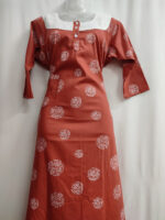 Churidar Model Cotton Nighty With Buttons, Hacoba Yoke, 3/4th Sleeves, 55 Inches - Image 4