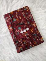 Traditional Cotton Nighty, 55 Inches Length - Maroon - Image 3