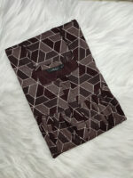 Front Open Cotton Nighty With Zip, 55 Inches - Brown + Multi Shade - Image 3