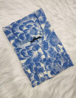 Front Open Cambric Cotton Nighty With Zip, 55 Inches - Blue - Image 3