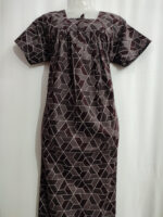 Front Open Cotton Nighty With Zip, 55 Inches - Brown + Multi Shade - Image 4