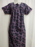 Front Open Cotton Nighty With Zip, 55 Inches - Blue + Multi Shade - Image 4