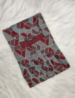 Front Open Cotton Nighty With Zip, 55 Inches - Maroon + Multi Shade - Image 3
