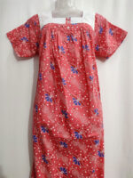 Front Open Cotton Nighty With Buttons, Hacoba Yoke, 55 Inches - Peach - Image 4