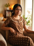 Churidar Model Cotton Nighty With Buttons, 55 Inches - Olive Green