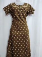 Churidar Model Cotton Nighty With Buttons, 55 Inches - Olive Green - Image 4