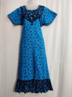 Short And Trendy Cotton Nighty With Round Neck - Blue + Dark Blue - Image 4