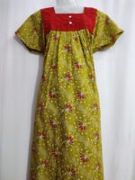 Traditional Cotton Nighty, Hacoba Yoke, 55 Inches Length - Green - Image 3