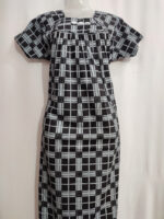 Traditional Cotton Nighty, 55 Inches Length - Black - Image 4