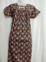 Traditional Cotton Nighty, 55 Inches Length - Green + Multi Design - Image 4