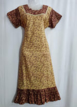 Short And Trendy Cotton Nighty - Yellow + Maroon - Image 4