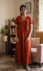 Traditional Cotton Nighty, 55 Inches Length - Image 2