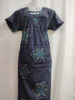 Traditional Cotton Nighty, 55 Inches Length - Dark Blue - Image 4