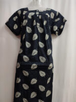 Front Open Cambric Cotton Nighty With Buttons, 55 Inches - Black - Image 4