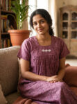 Traditional Cotton Nighty, 55 Inches Length - Onion Pink