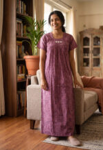 Traditional Cotton Nighty, 55 Inches Length - Onion Pink - Image 2