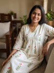 Short And Trendy Cotton Alia Cut Nighty - Cream