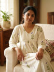 Short And Trendy Cotton Alia Cut Nighty - Cream