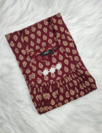 Traditional Cambric Cotton Nighty, 55 Inches Length - Maroon - Image 3