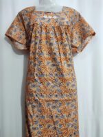 Traditional Cotton Nighty With Round Neck, 57 Inches Length - Image 4
