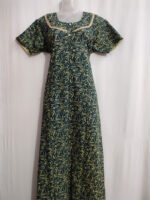 Churidar Model Cotton Nighty With Buttons, 55 Inches - Dark Green - Image 4