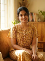 Churidar Model Cotton Nighty With Buttons, 55 Inches - Yellow