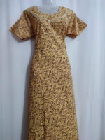 Churidar Model Cotton Nighty With Buttons, 55 Inches - Yellow - Image 4