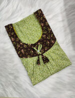 Traditional Cotton Nighty With Round Neck, 55 Inches Length - Green - Image 3